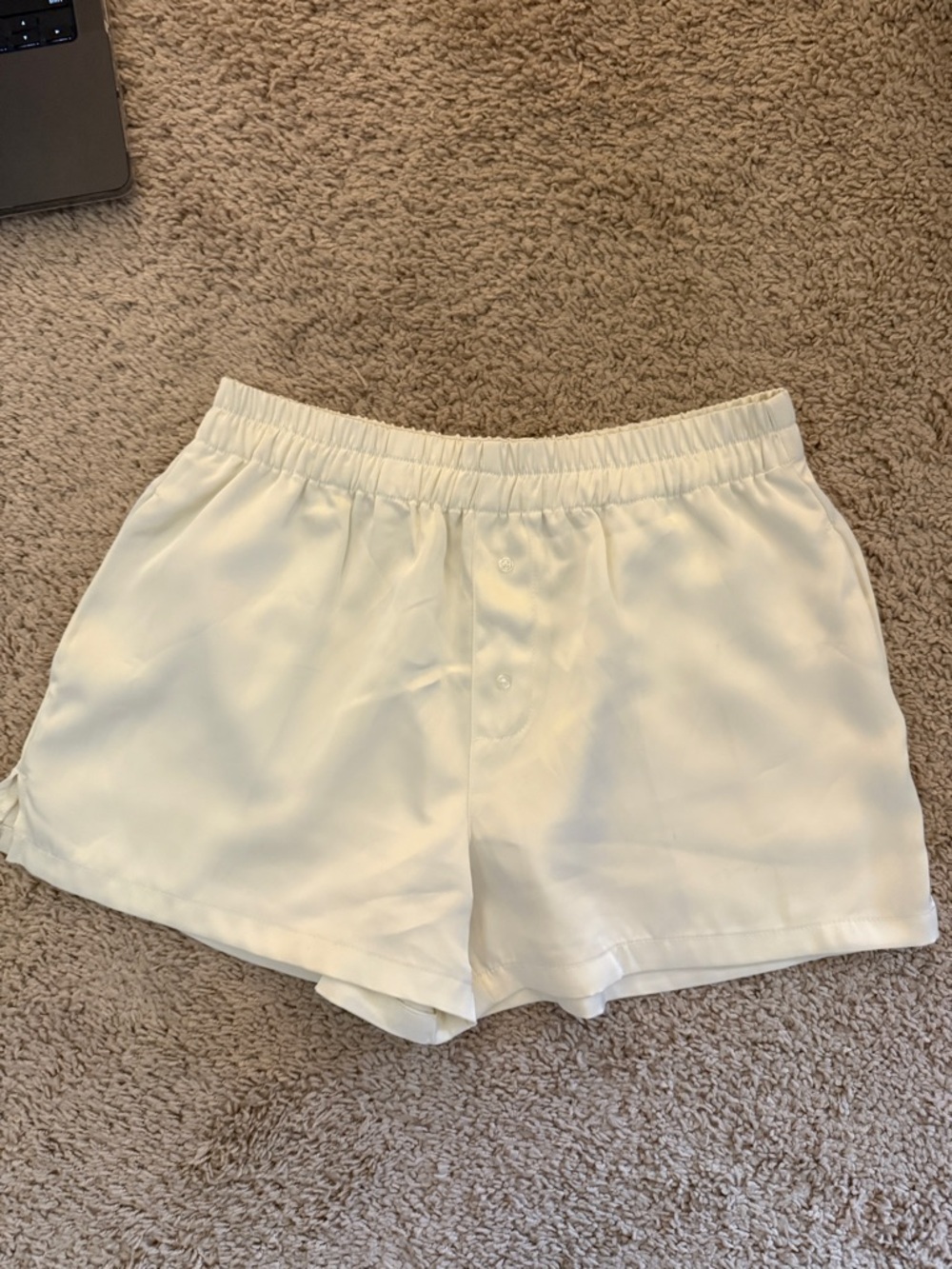 Glassons White Silk Elastic Waist Shorts